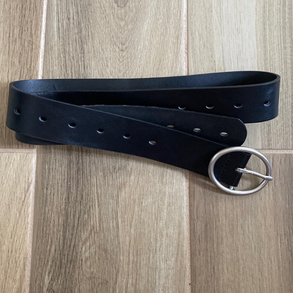 Black Belt with Silver Oval Buckle